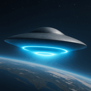 Disc-shaped spacecraft in low Earth orbit using directed artificial gravity through reverse refraction technologies.