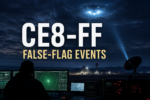 CE8-FF false-flag events investigation showing a luminous UAP above a military monitoring facility