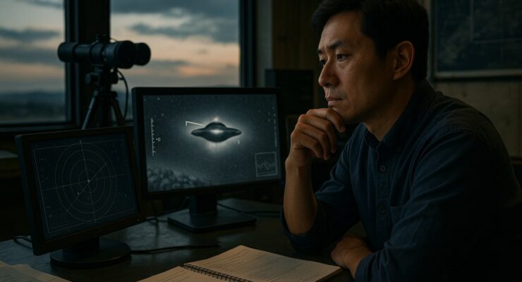 Person working on a computer while addressing UAP hypothesis checklist