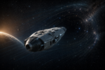 Conceptual spacecraft falling forward through localized spacetime curvature as a theoretical form of gravity propulsion.
