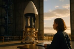 Person working on a computer while addressing Roman Space Telescope
