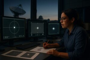 Person working on a computer while addressing UAP sensor data