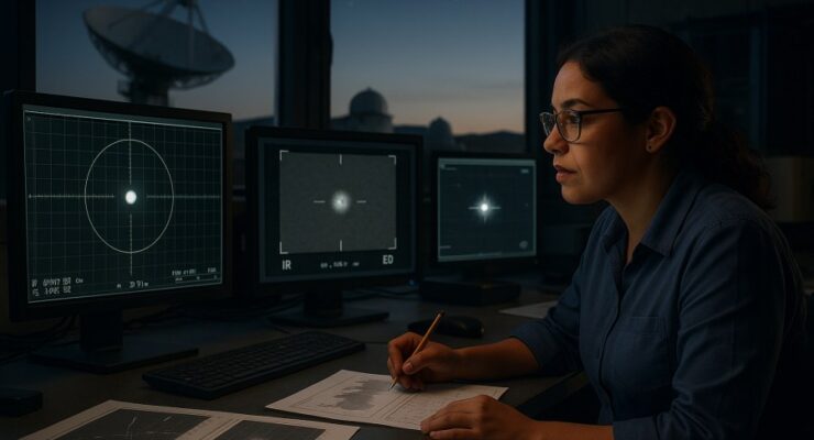 Person working on a computer while addressing UAP sensor data
